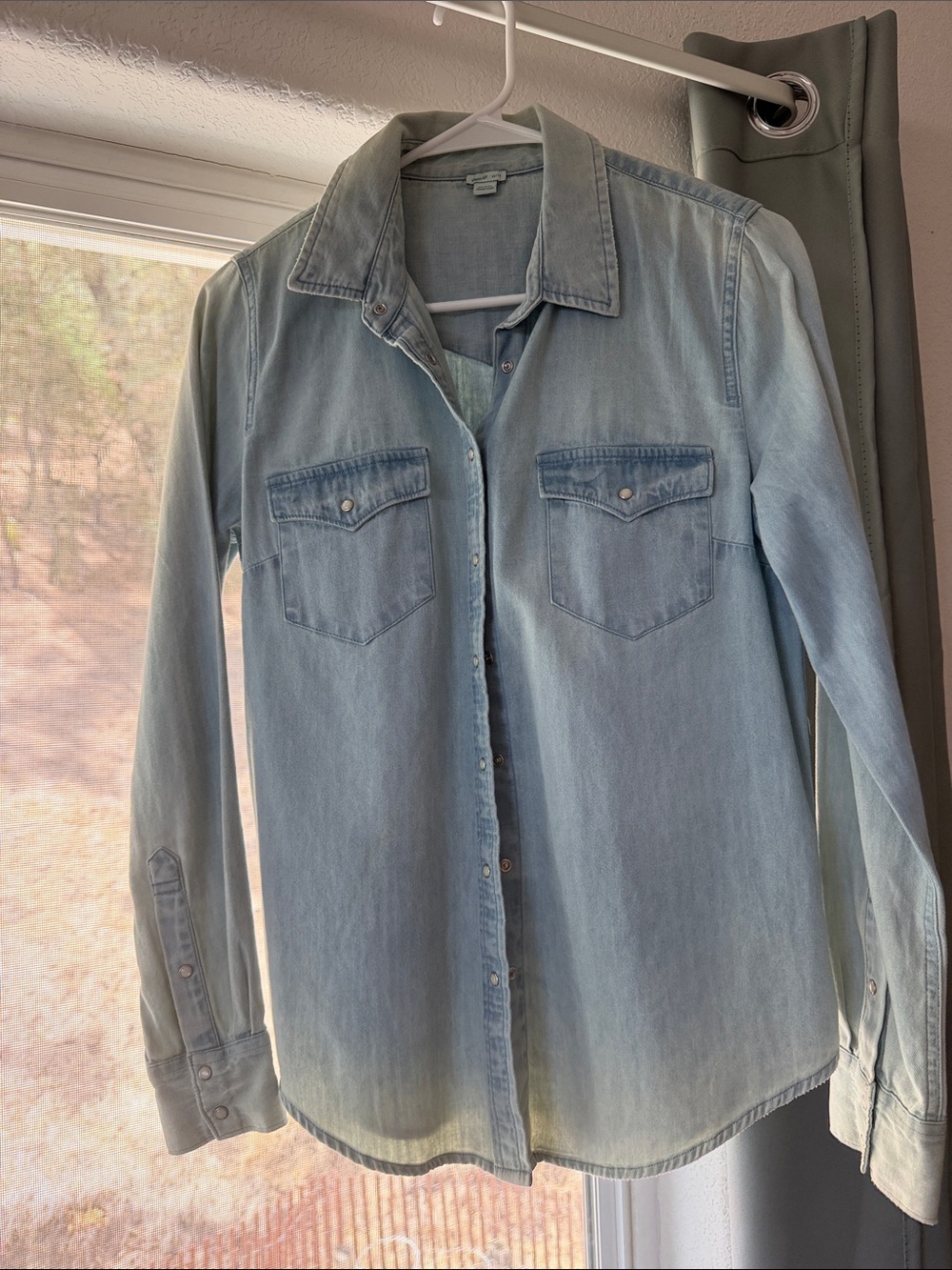 aerie Light Blue Denim Button-Down Shirt